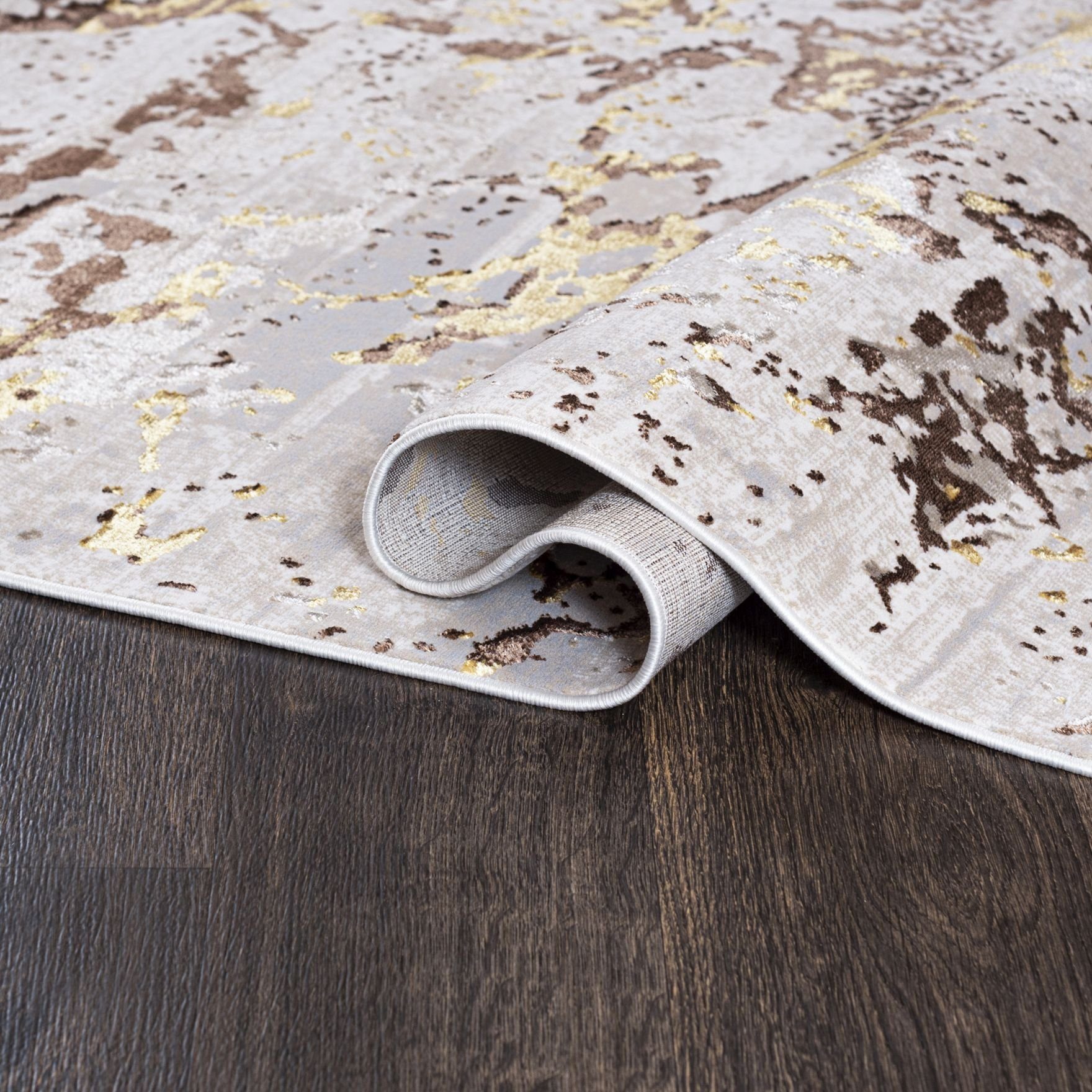 Mazovia Designteppich Glamour Marmor Beige Creme Wohnzimmer, Schlafzimmer, Esszimmer, Büro, Fußbodenheizung – Bild 3 von 5