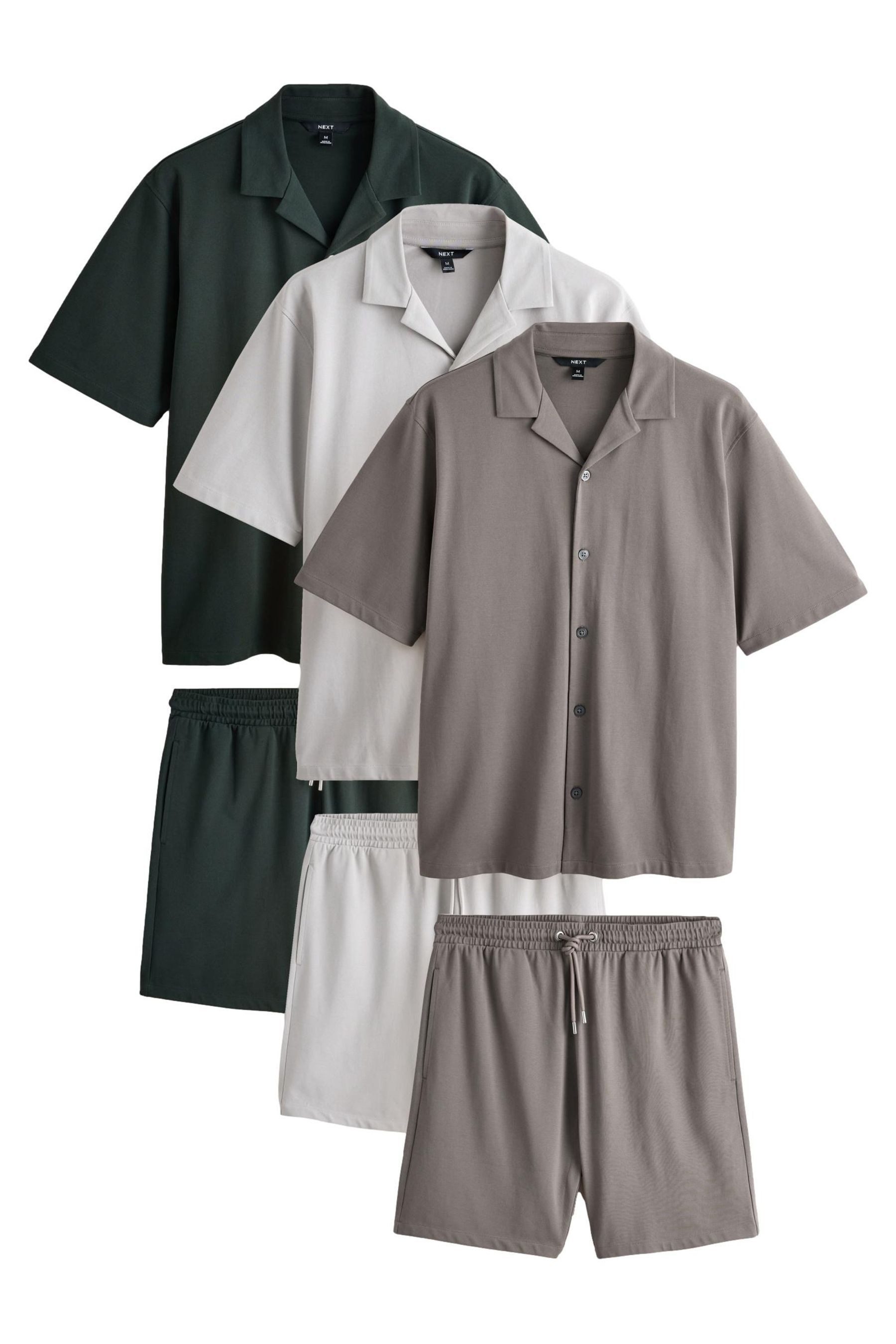 Next Freizeitanzug Jersey-Hemd und Shorts im Set, 3er-Pack (6-tlg)