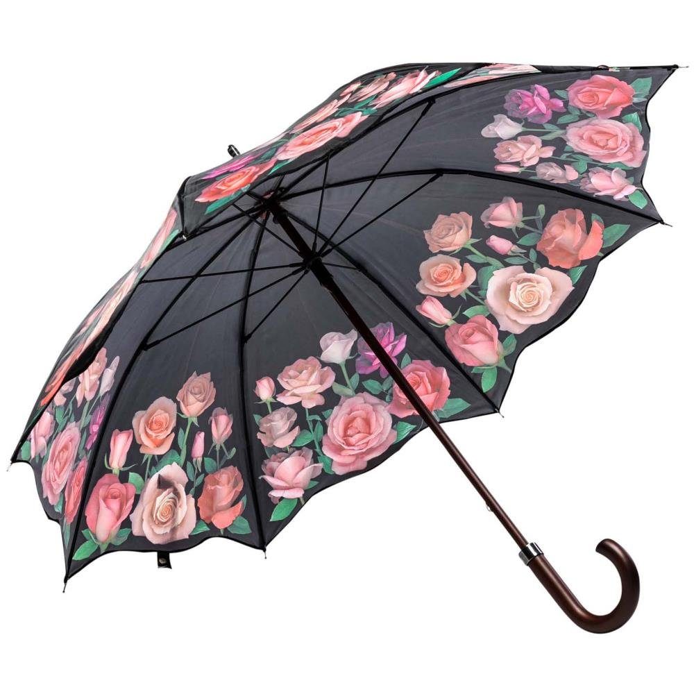 Luckyweather not just any other day Stockregenschirm Regenschirm Motiv ROSEN Holzstock