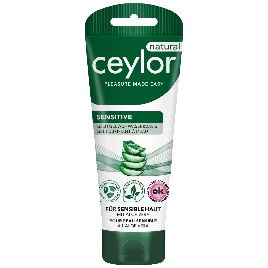 Ceylor Gleitgel Natural Sensitive (Gleitgel mit Aloe Vera), Tube mit 100ml, 1-tlg., 100% natürliche Inhaltsstoffe, in ökologischer Verpackung