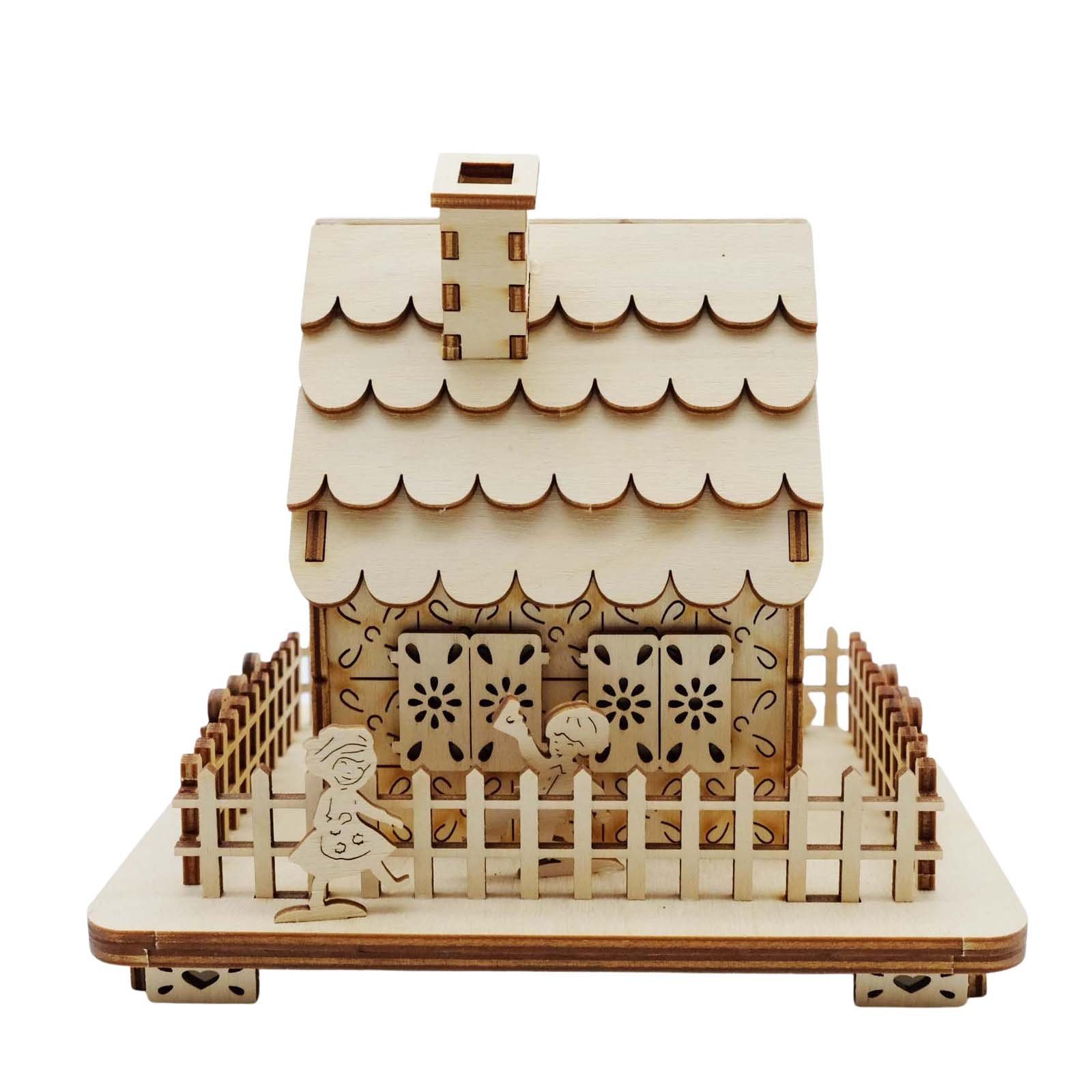 DeColibri Kreativset DIY Räucherhaus Holz Bastelset Basteln Weihnachten Hexenhäuschen, (Bastelset), Holzkunst aus Sachsen, bemalbar