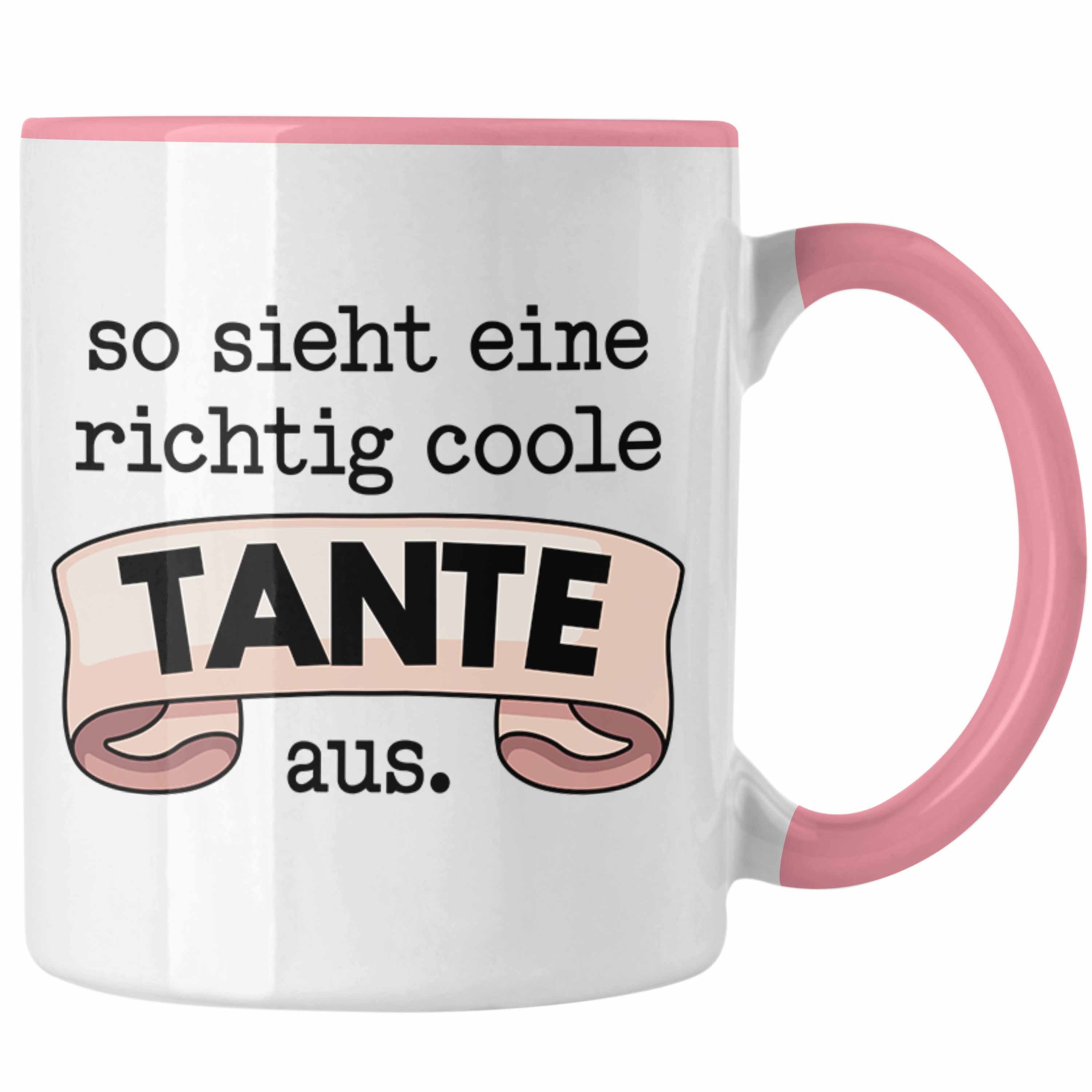 Trendation Tasse Trendation - Beste Tante Geschenk Tasse mit Spruch Kaffeetasse für Coole Tante Rosa