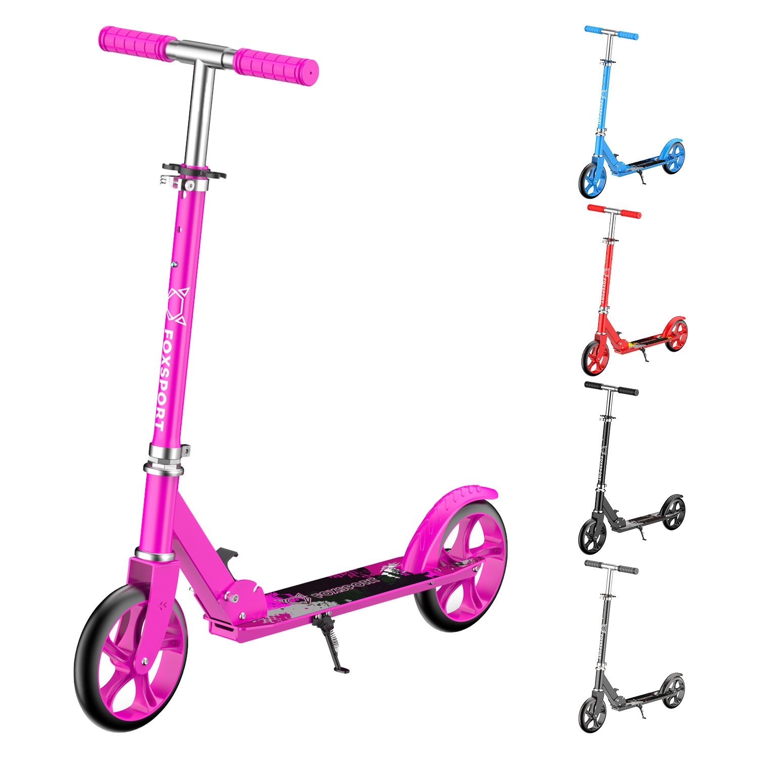 FOXSPORT Cityroller Leichter faltbarer, für Erwachsene und Kinder, 1 km/h, (Packung, mit Schutzblechen), klappbar&höhenverstellbar Scooter 4.7 Zoll Räder Maximale 100 kg