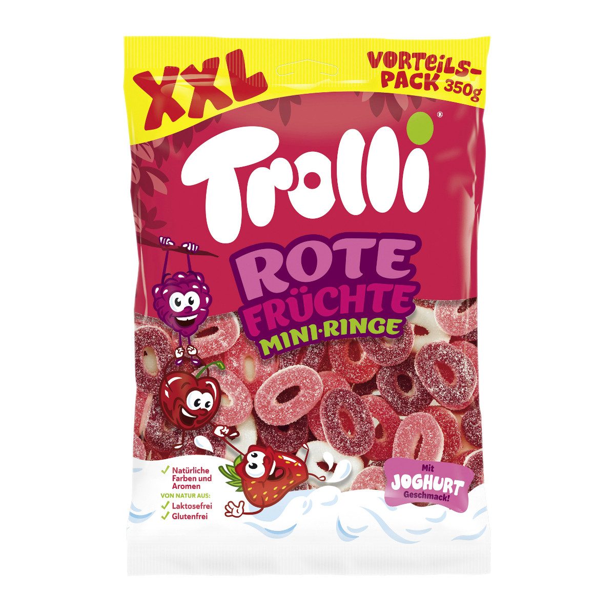 TROLLI Süßigkeit, Trolli Rote Früchte Mini Ringe XXL Vorteilspackung Packung 350g