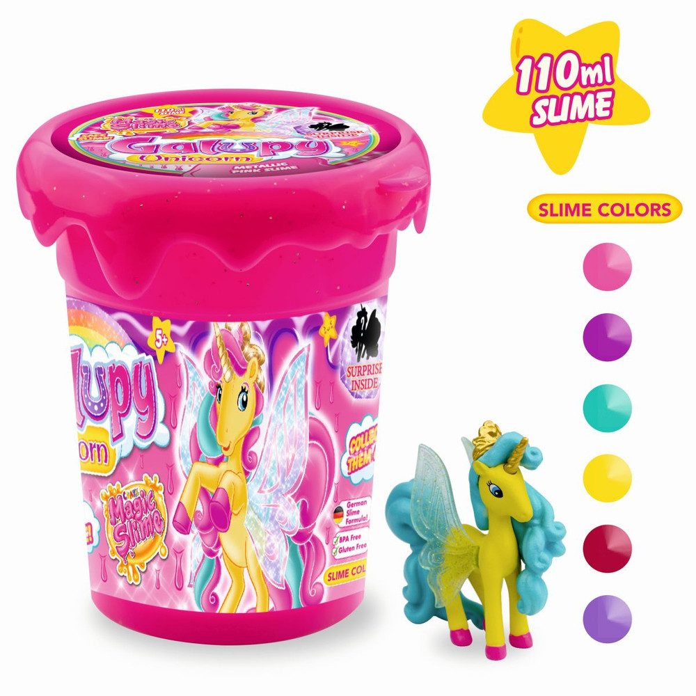 CRAZE Kreativset Magic Slime - Metallic-Effekt-Schleim mit Sammelfigur Einhorn - versch