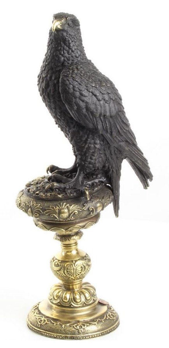 Casa Padrino Dekofigur Bronzefigur Adler Schwarz / Gold 13,3 x 18,9 x H. 42,6 cm - Luxus Dekoration