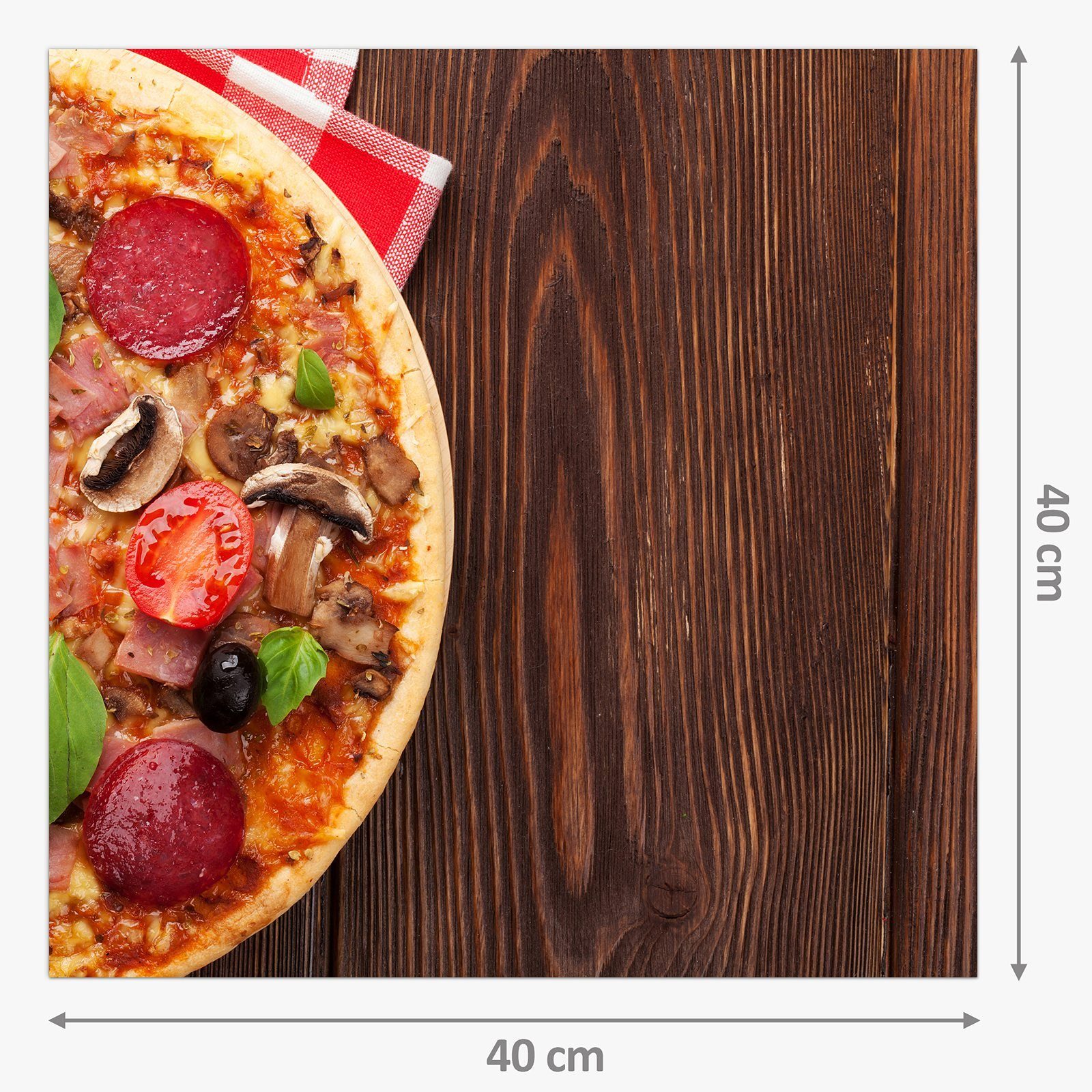 Primedeco mit Salami Glas Pizza Spritzschutz Küchenrückwand