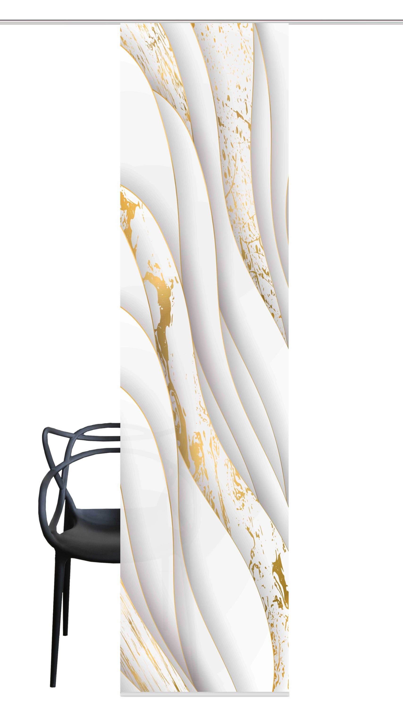 Schmidt Gard Schiebegardine 84129 Schiebegardine GULDO, blickdicht, 3D-Motiv, 245x60 cm, gold, 100% Polyester