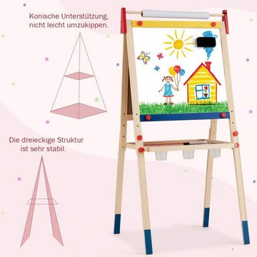 KOMFOTTEU Kinderstaffelei Spieltafel, zweiseitiges Zeichenbrett, mit verstellbarem Ständer