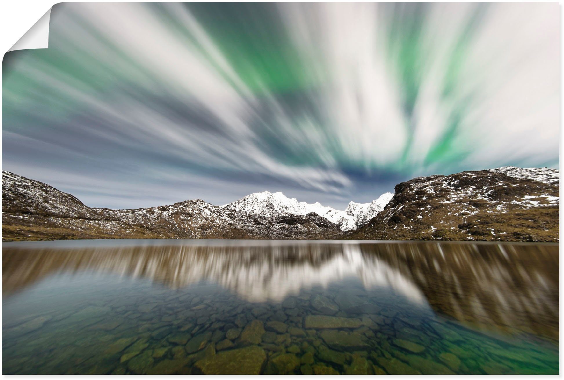 Leinwandbild, Artland über Poster Bergkette, Alubild, St), einer Wandbild Polarlicht Größen Berge Alpenbilder & in oder als Wandaufkleber (1 versch.