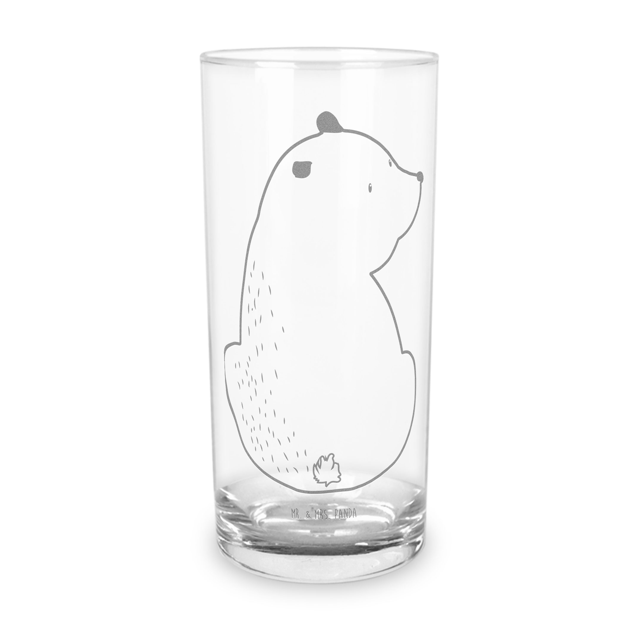 Mr. & Mrs. Panda Glas 400 ml Bär Schulterblick - Transparent - Geschenk, Teddybär, Bärenlie, Premium Glas, Magische Gravur