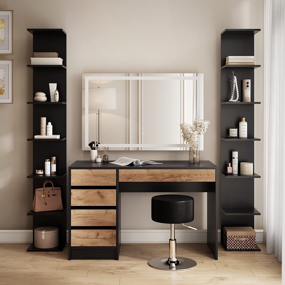 Vicco Bücherregal Paolo, Schwarz, 28 x 190 cm 2er Set, 2-tlg.