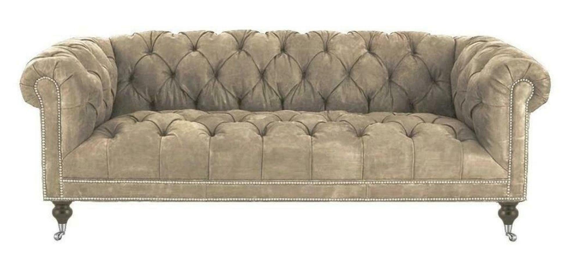 JVmoebel Chesterfield-Sofa, Braun Dreisitzer Chesterfield Modern Design Leder Sofa Design Möbel Weiß