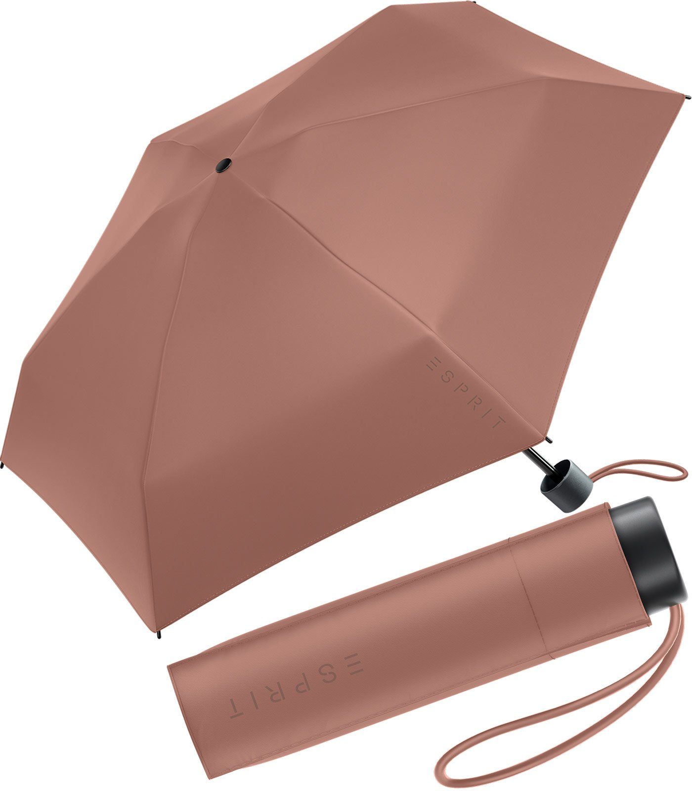 Esprit Langregenschirm Damen Super Mini Regenschirm Petito HW 2023, in den neuen Trendfarben - chutney braun
