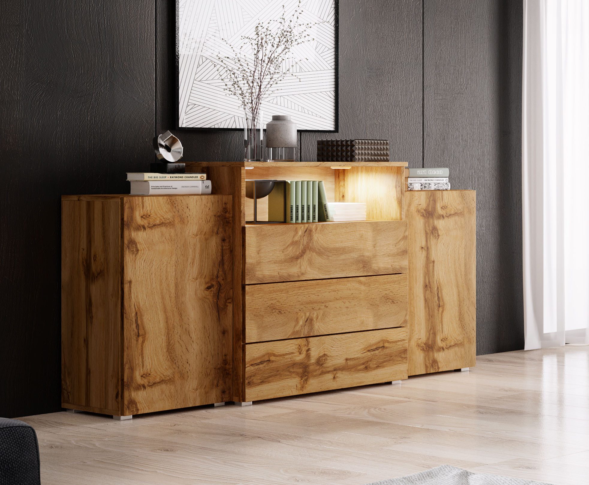 INOSIGN Sideboard URBAN III, Moderne Kommode mit 3 Schubladen und 4 Fächern günstig online kaufen