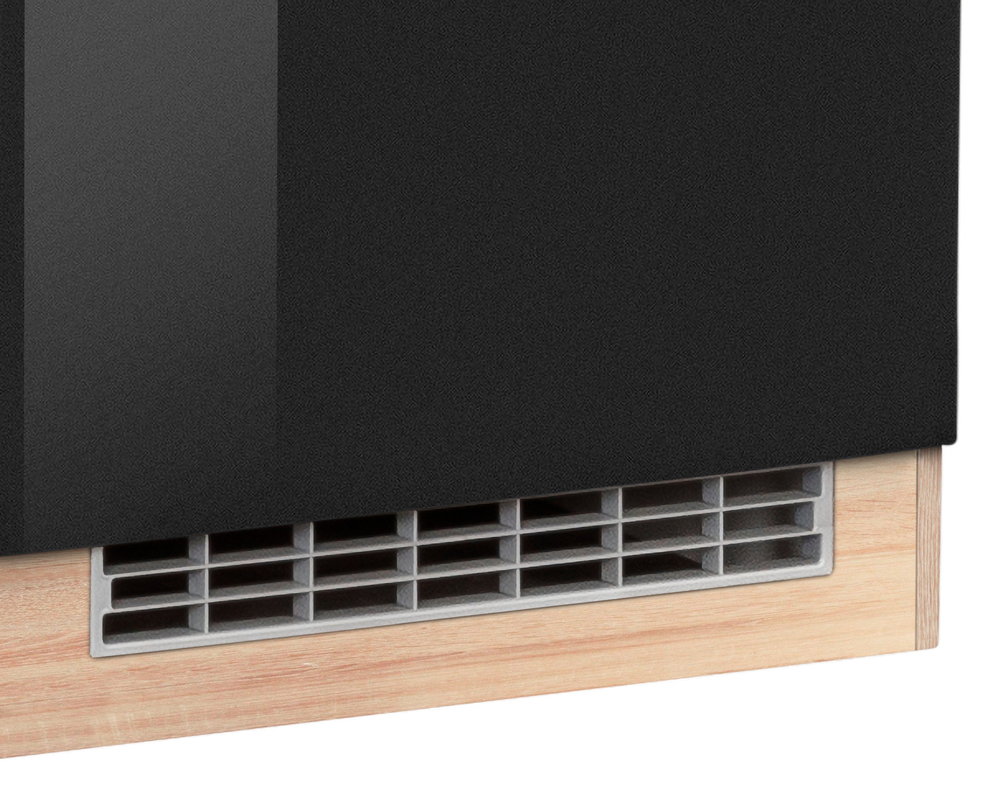 Brindisi, MÖBEL 210 cm mit Hochglanz/eichefarben schwarz | Küchenzeile HELD E-Geräten, Breite eichefarben