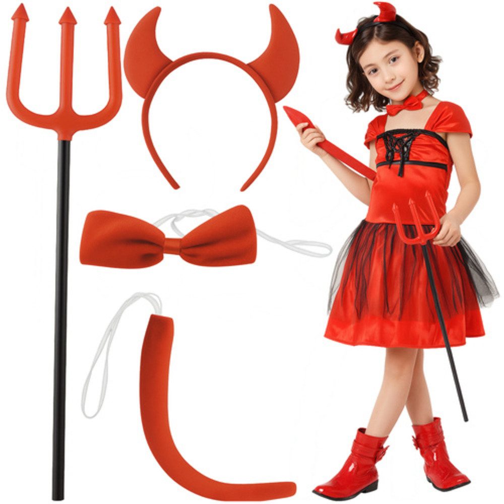KRUZZEL Teufel-Kostüm Teufelskostüm Kinder Fashing, Ideal für Karneval, Mottopartys, Halloween, Geburtstage, Theater