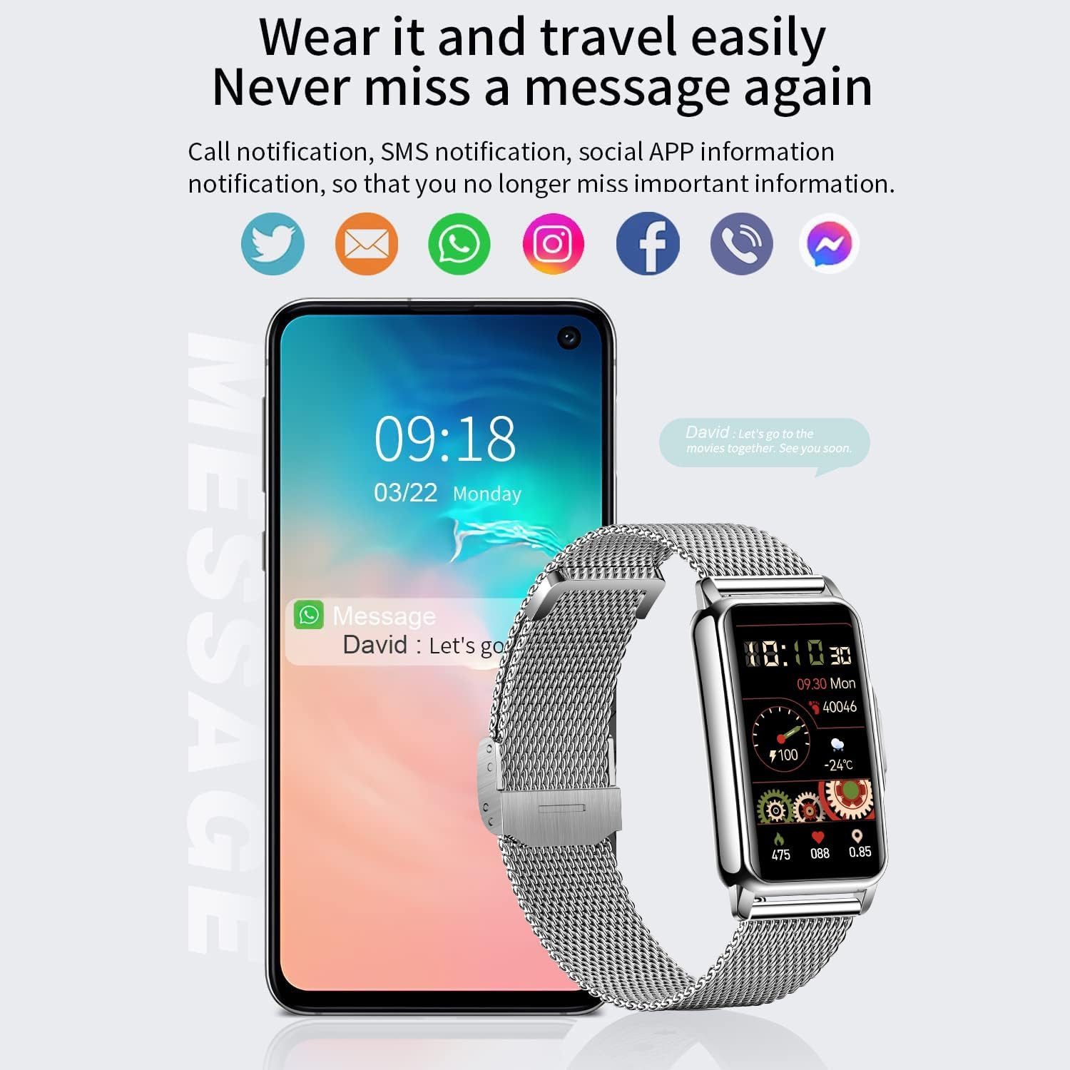 Kesasohe Damen's IP68 Wasserdicht Fitness tracker; Sportuhr 124 Sportmodi Smartwatch (4 cm/1,47 Zoll, Android iOS), mit SpO2 Herzfrequenzmessung Schlafmonitor und Musikkontrolle