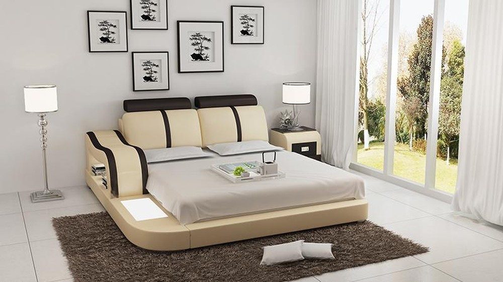Xlmoebel Polsterbett Luxus Bett Design LB8811 aus Leder in edler Optik (Polsterbett, Bett LB8811), Hergestellt in Europa