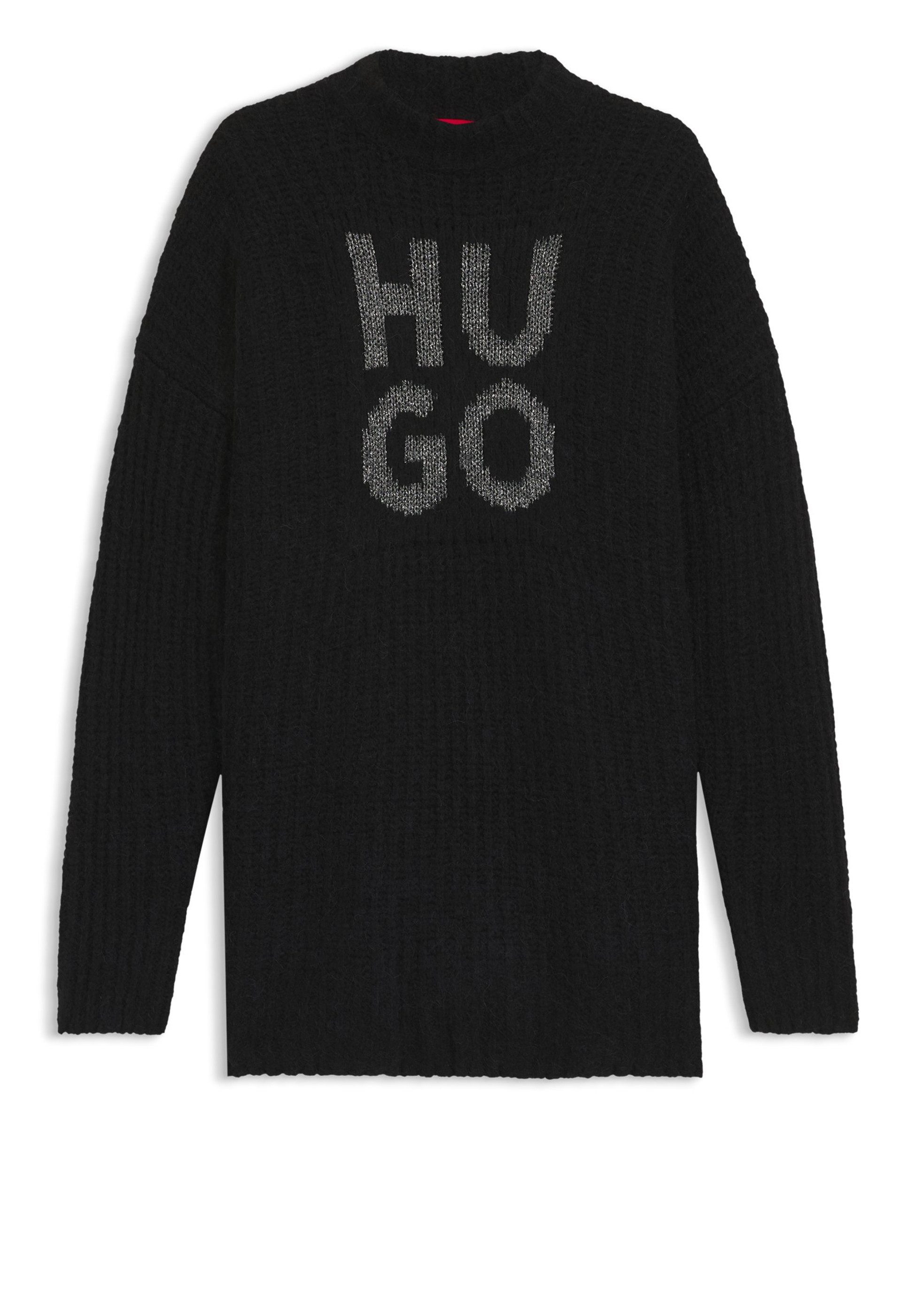 HUGO Вязаные свитера mit glitzerndem Stack-Logo (1-tlg)