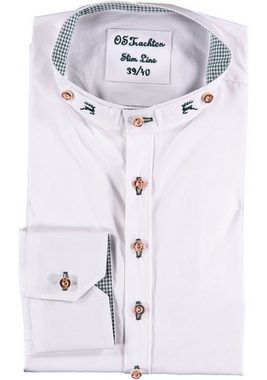 OS-Trachten Trachtenhemd Omsaya Langarmhemd mit Stehkragen mit besticktem Riegel