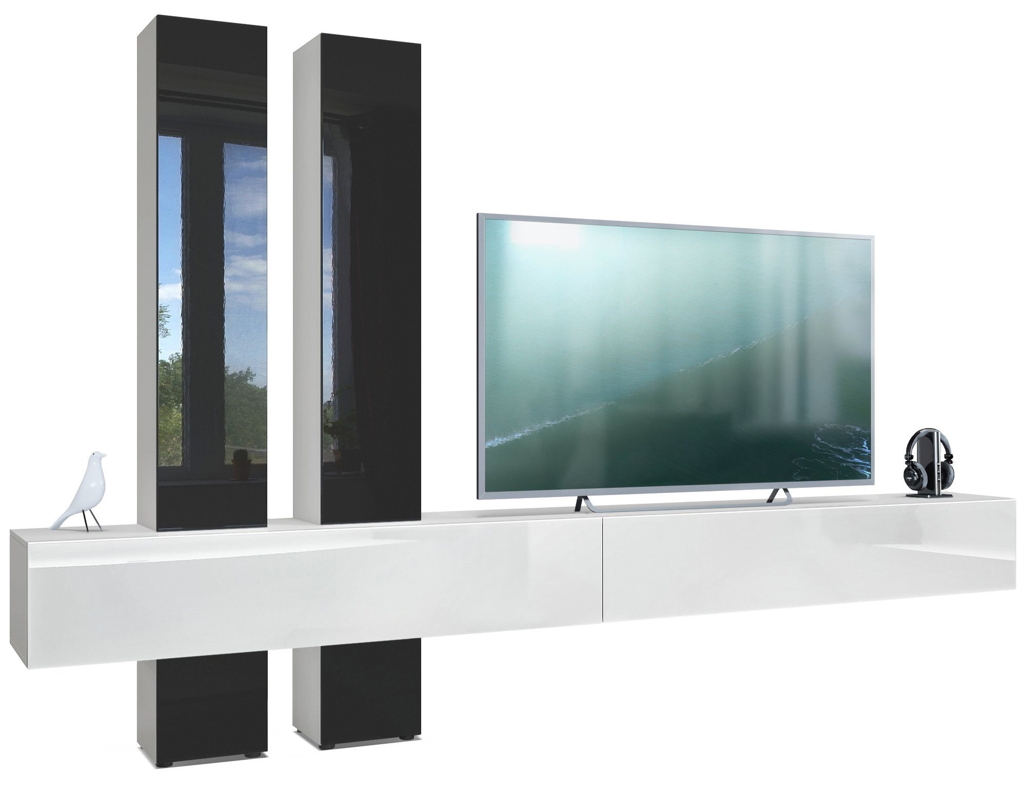 Vladon Wohnwand Moja, (Anbauwand, mit Rückwand mit 4 Türen und 2 Klappen), günstig online kaufen