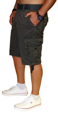 RMK Cargoshorts Herren Bermuda kurze Hose Set Short + Gürtel in Unifarbe, aus Baumwolle