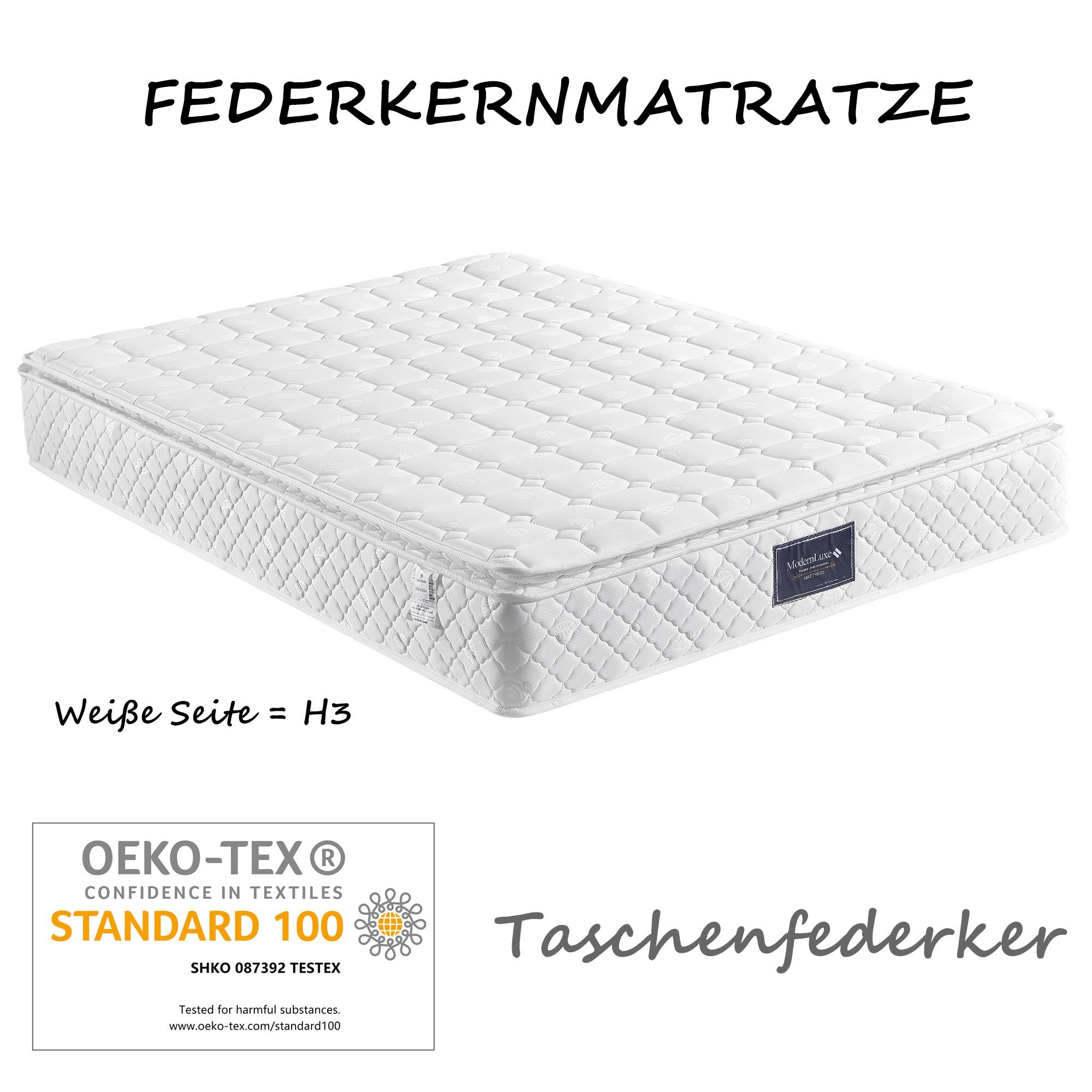 Weiß1 Bett Lattenrost, SIKAINI Mit (mit Massivholz Holzbett Doppelbett Stauraum-Kopfteil Matratze),
