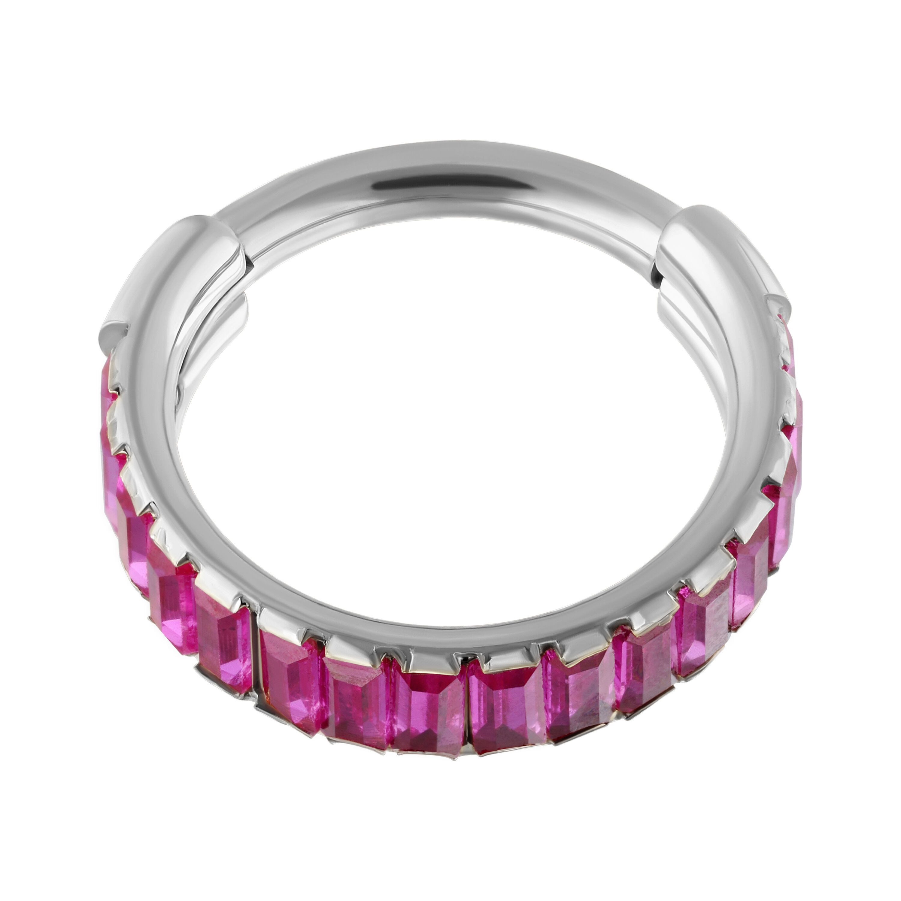Wildcat Nasenpiercing Maharani Ruby Baguette Clicker für Ohr, Nase, 1 Stück, Titan Grad 23 - wasserfest, hautverträglich, Silber