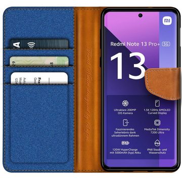 CoolGadget Handyhülle Denim Schutzhülle Flip Case für Xiaomi Redmi Note 13 Pro+ 5G 6,67 Zoll, Book Cover Handy Case Jeans Hülle für Redmi Note 13 Pro+ 5G Klapphülle