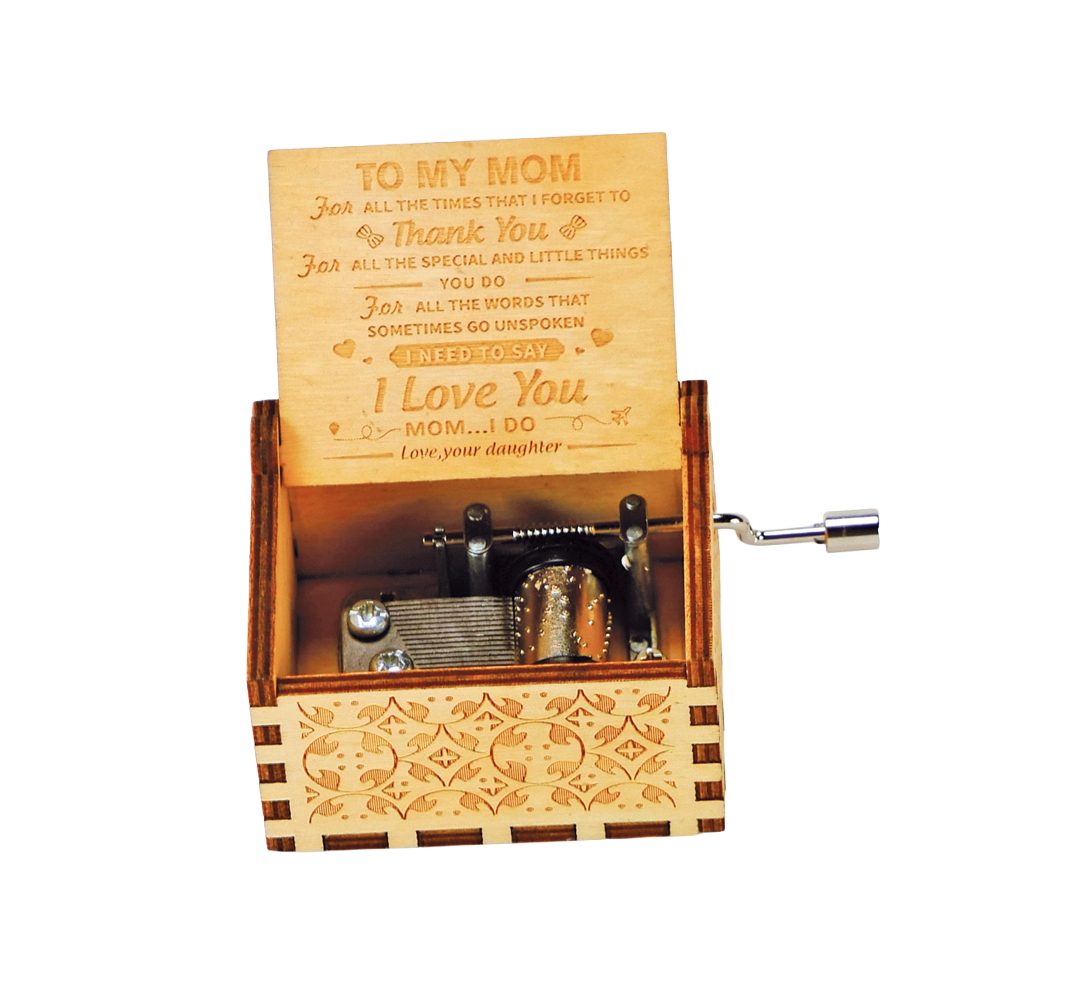 Musicboxworld Spieluhr Beige Drehleier aus Holz