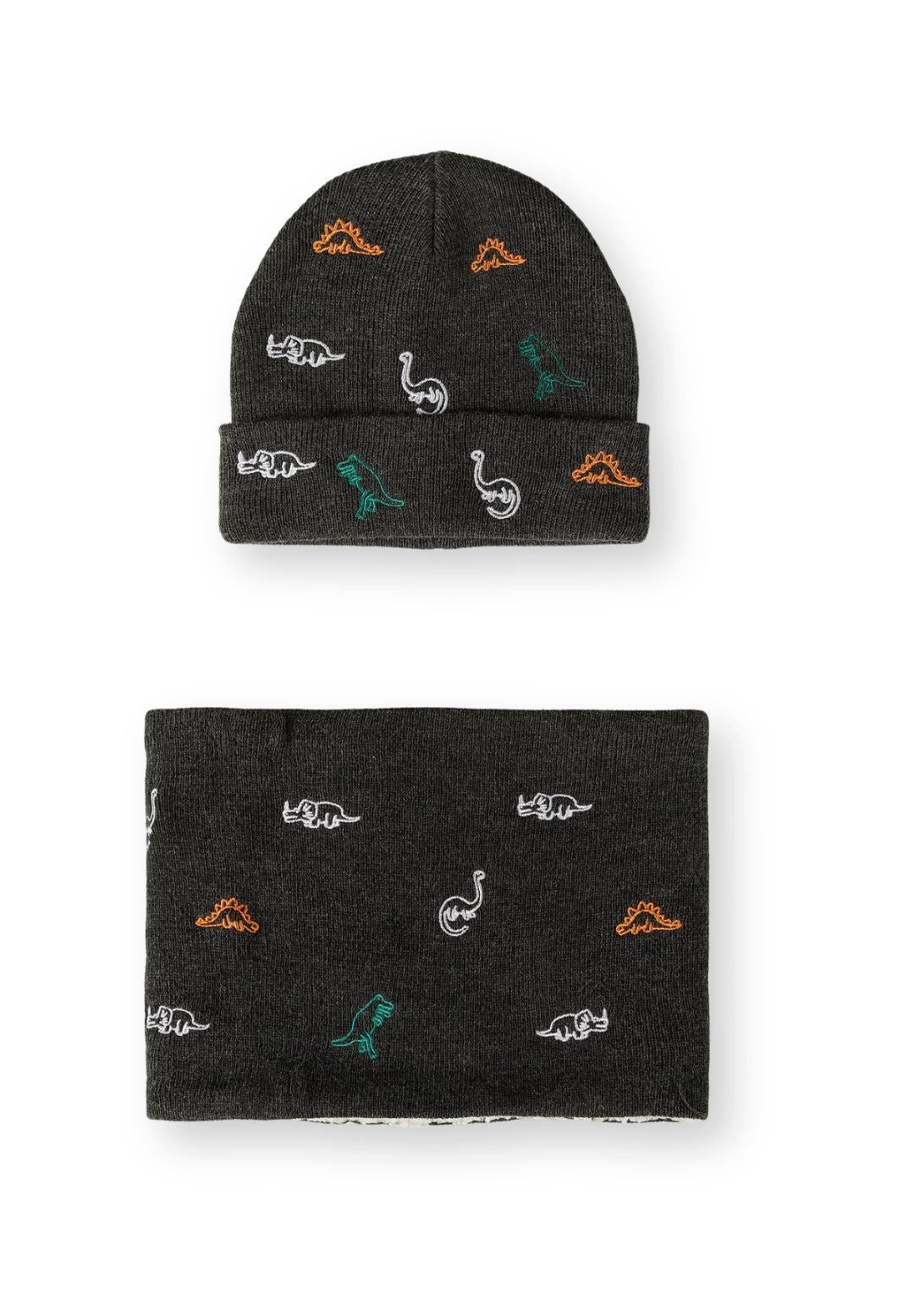 MINOTI Mütze & Schal für Jungen mit Dinos (Set, 2-tlg) Loop mit Fleece