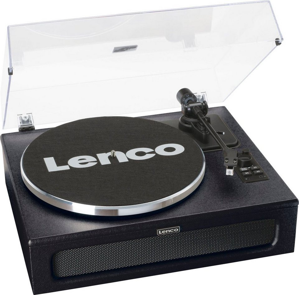 Lenco LS-430 Plattenspieler mit 4 Lautsprechern Plattenspieler ( Riemenantrieb), 2 Geschwindigkeiten 33 U/min und 45 U/ min