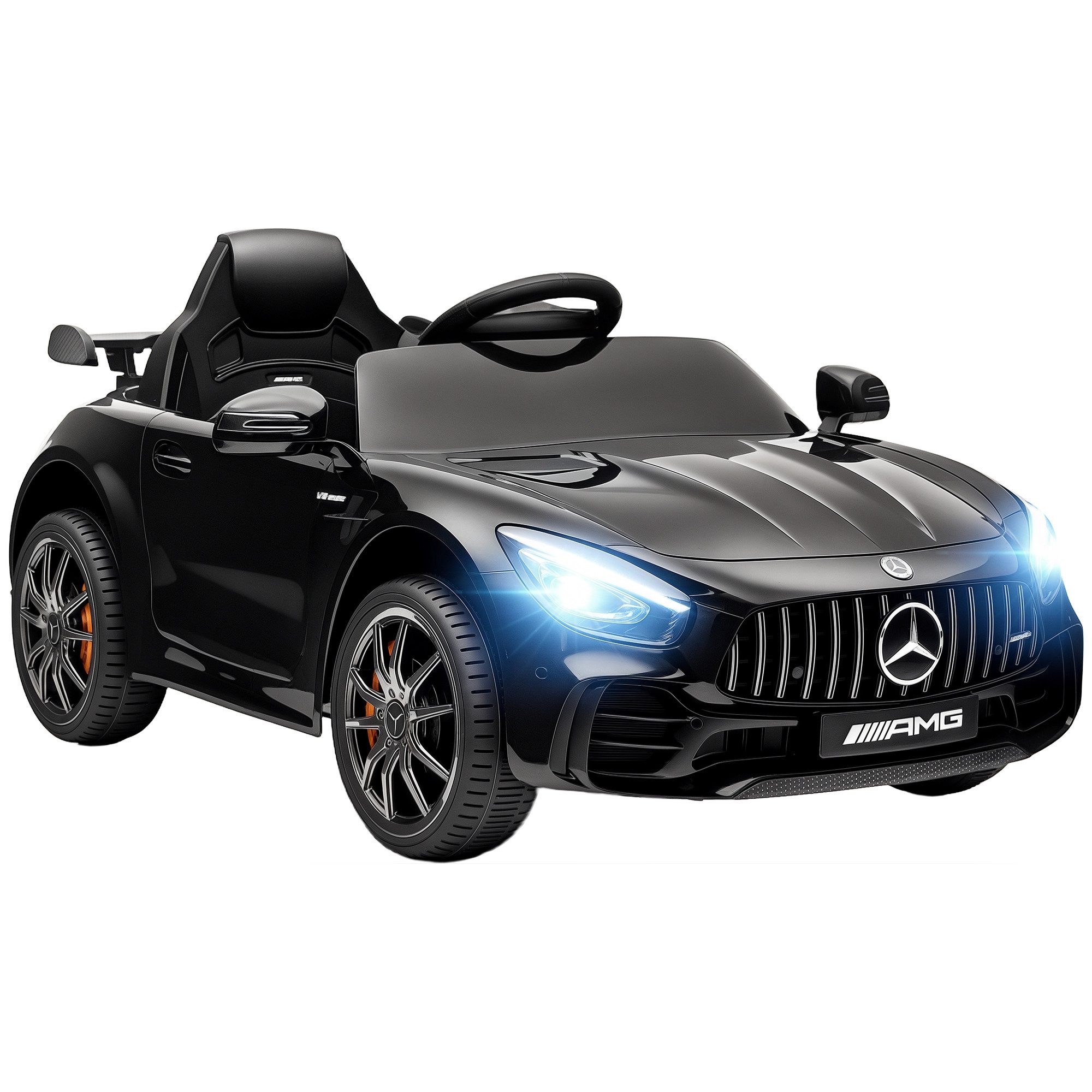 AIYAPLAY Elektro-Kinderauto Merceds-Benz AMG GTR Kinderauto mit 2,4G Fernbedienung, Hupe, Belastbarkeit 25 kg, (1-tlg), 3-5 km,h, für Kinder 3-6 Jahre, Schwarz