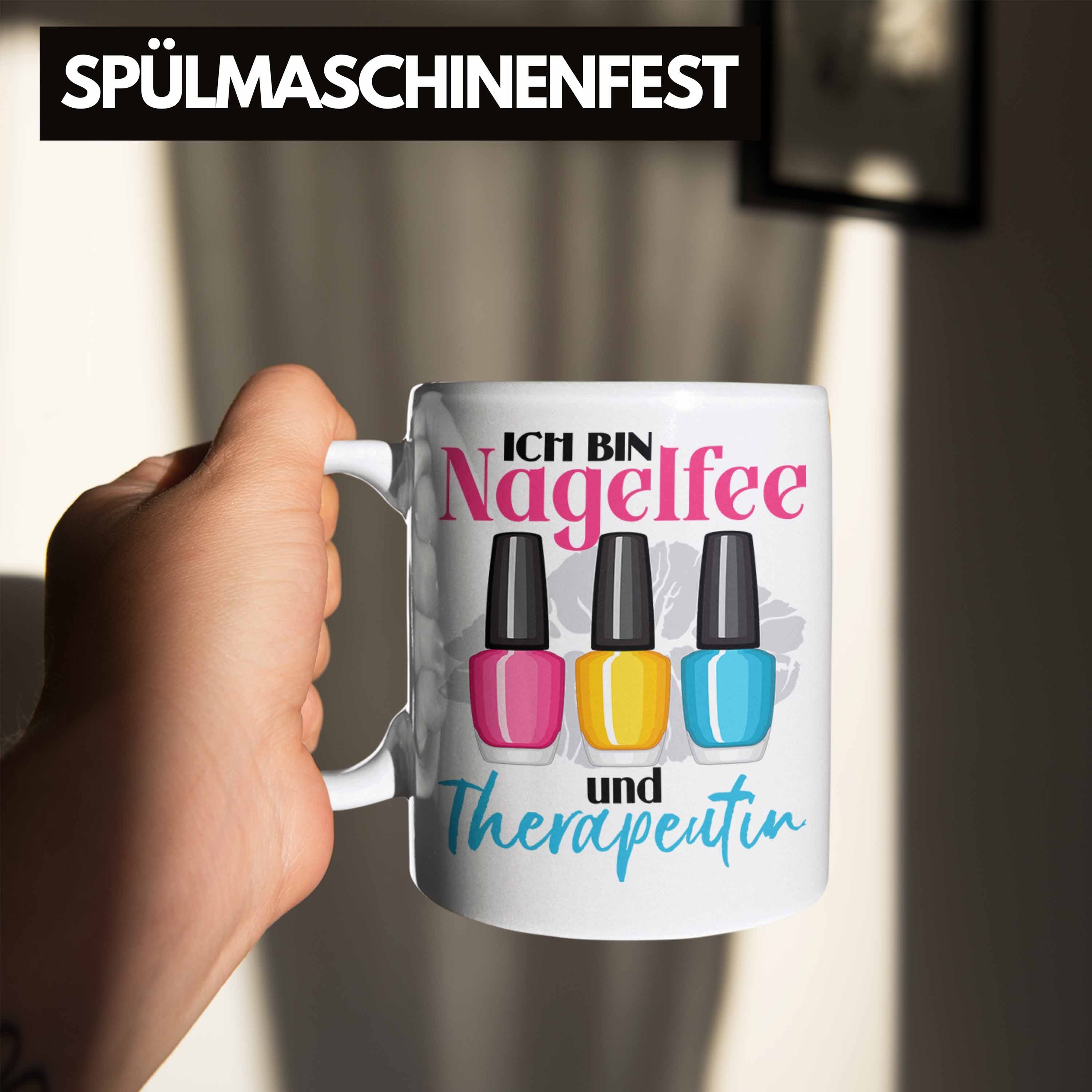 Nagelfee Trendation Therapeutin Nageldesignerin Tasse und Kosmetik Tasse Geschenk Weiss Nagel