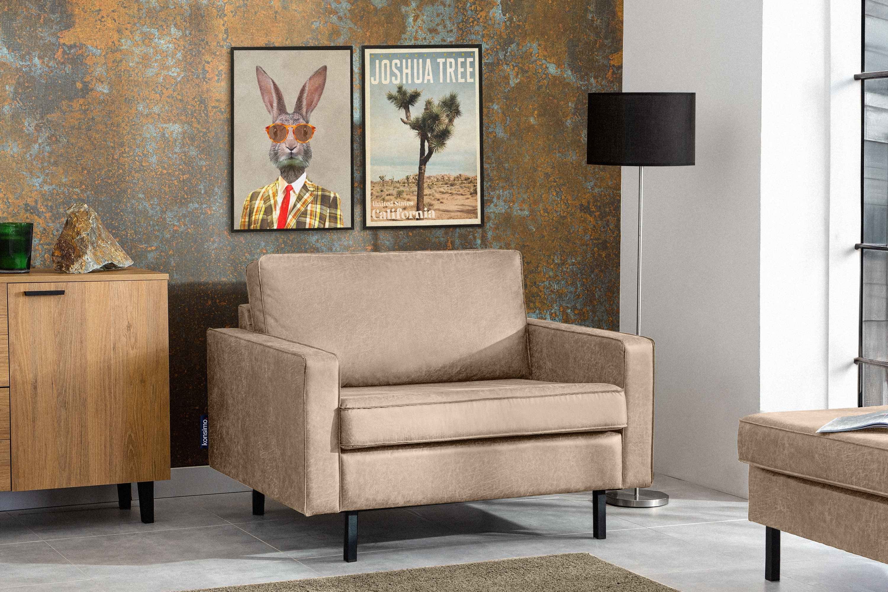KONSIMO® Sessel INVIA Breite Sessel, Grundschicht: Echtleder,auf hohen Metallfüßen,Hergestellt in EU