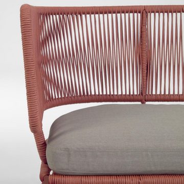 Natur24 Sofa Sofa Nadin 2-Sitzer mit Seil in Terrakotta-Farbe 135cm Couch