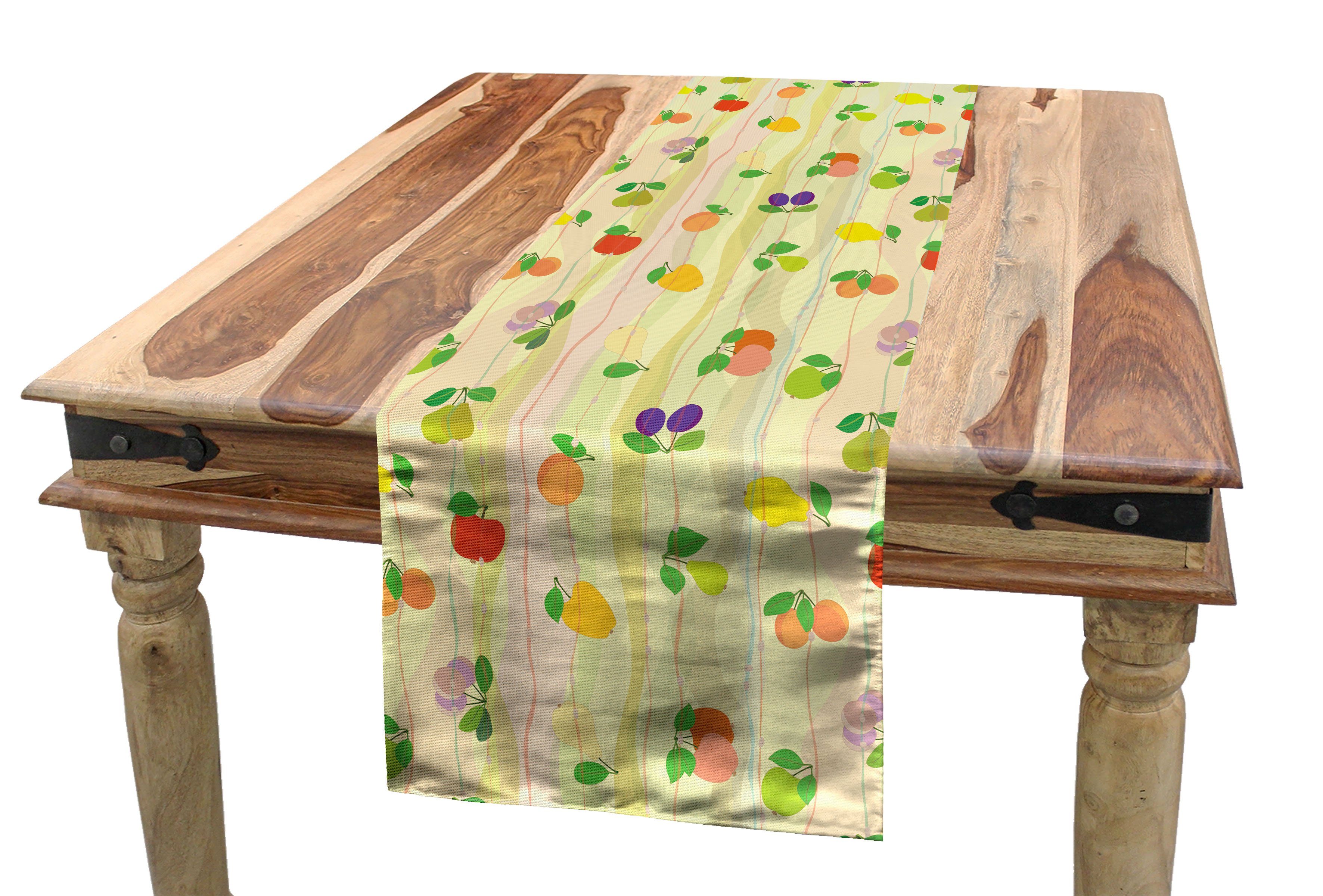 Abakuhaus Tischläufer Esszimmer Küche Rechteckiger Dekorativer Tischläufer, Obst Apple Plum Pear Waves