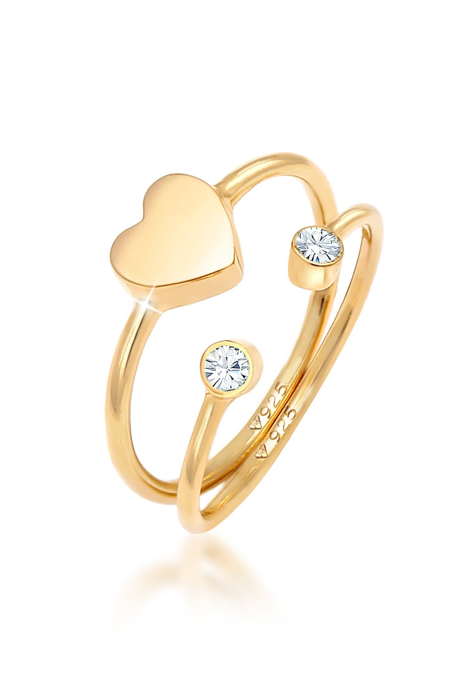 Elli Ring-Set Herz Liebe (2 tlg) 925 Silber, mit Kristallen von Swarovski®, günstig online kaufen