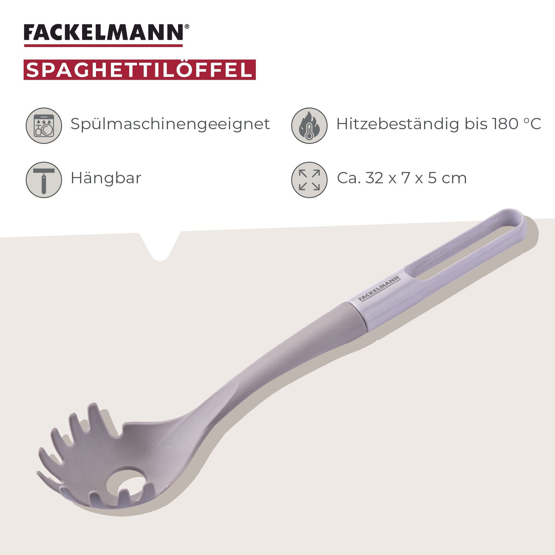 FACKELMANN Spaghettibesteck Spaghettilöffel, Pastalöffel, Nudellöffel, Servierlöffel