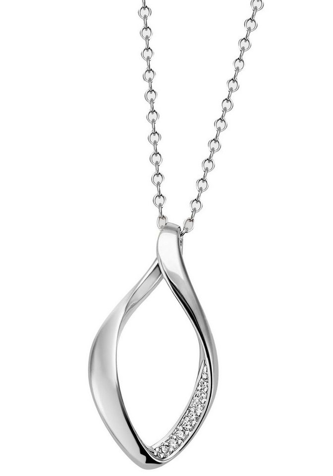 Firetti Kette mit Anhänger Schmuck Geschenk Silber 925 Halsschmuck Halskette  Ankerkette Elipse, zu Kleid, Shirt, Jeans, Sneaker! Anlass Geburtstag  Weihnachten, Echtschmuck Echtsilber Silberschmuck Silber 925 - rhodiniert,  massiv