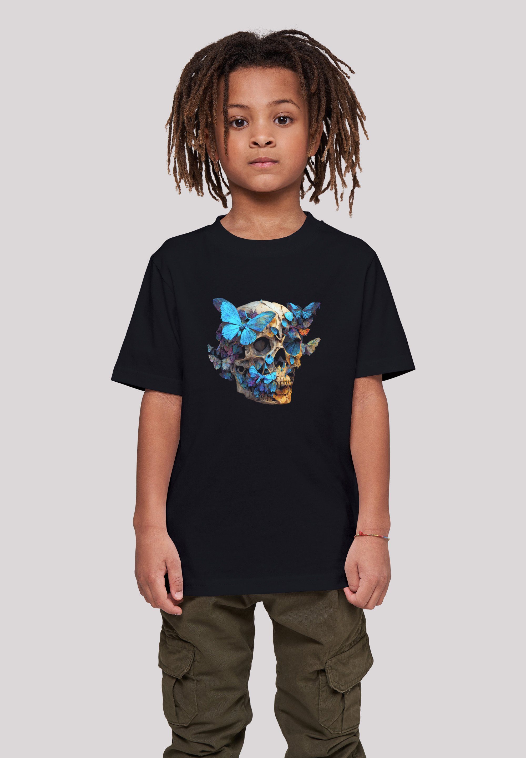 F4NT4STIC T-Shirt Schmetterling Skull TEE UNISEX Print schwarz