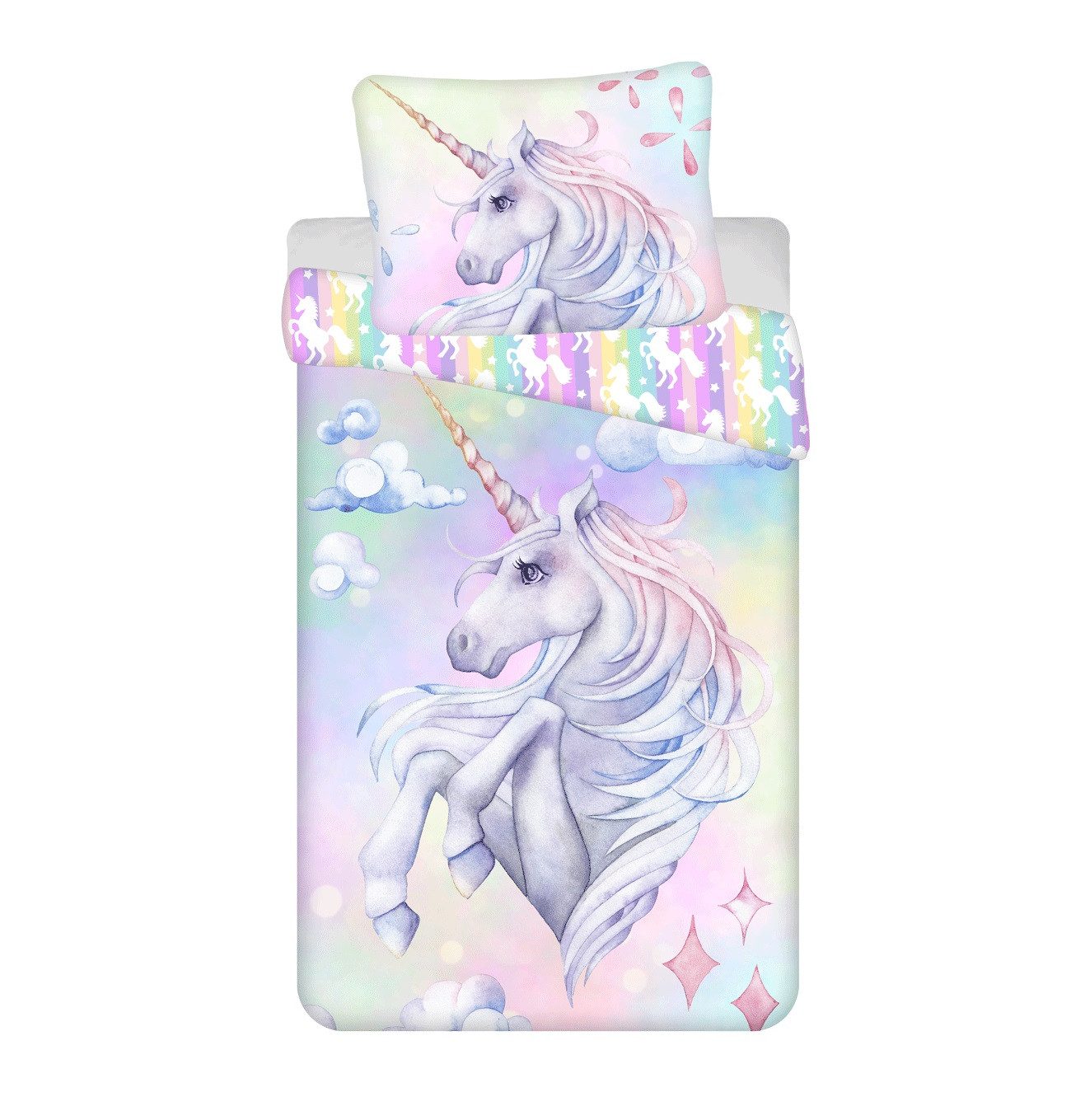 unicorn Kinderbettwäsche Kuschelige Bettwäsche Baumwolle, 140x200 cm & 70x9 günstig online kaufen