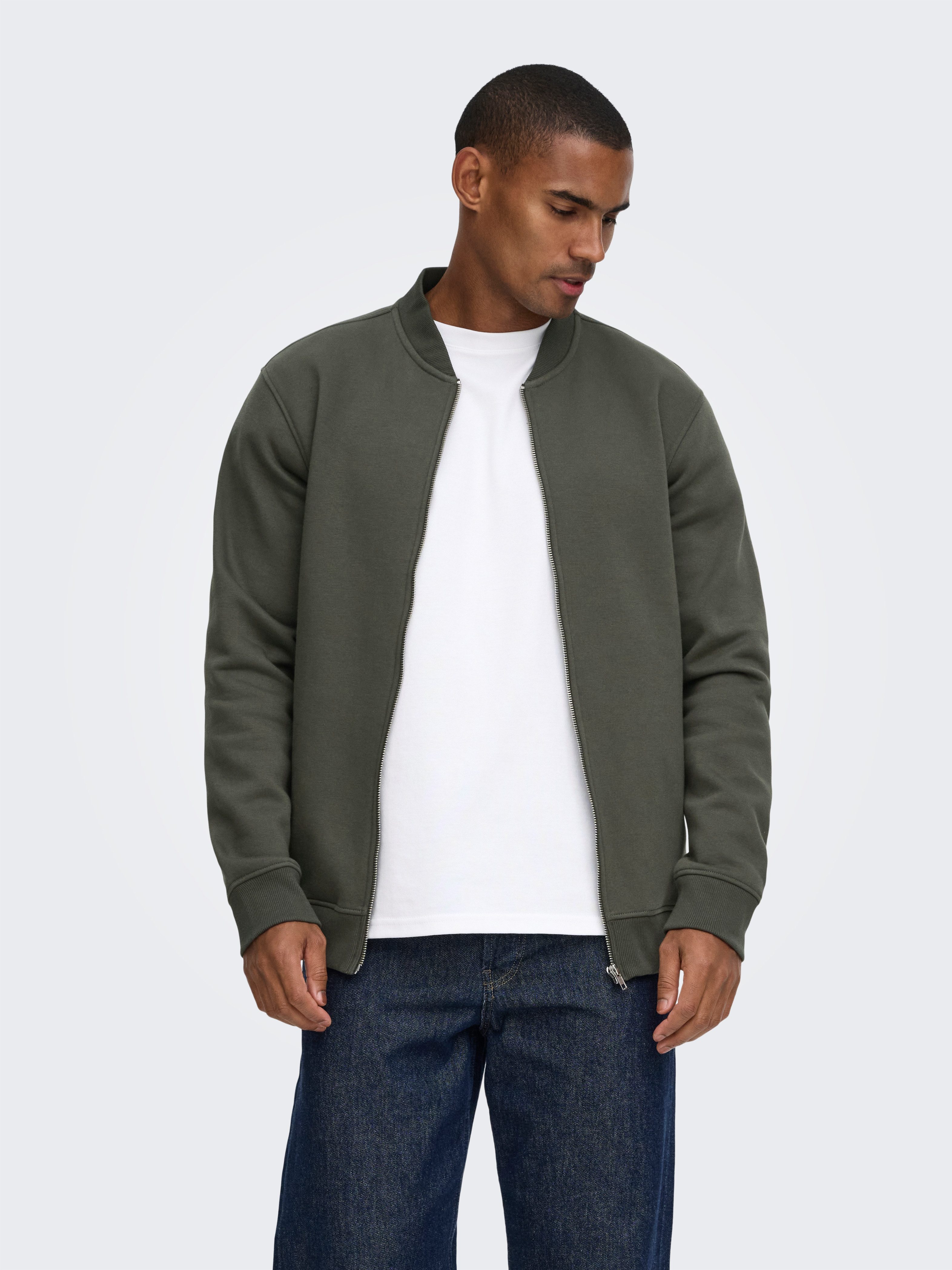 ONLY & SONS Sweatjacke ONSCERES REG ZIP BOMBER JCK NOOS Baumwollmischung, regular fit – Bild 2 von 5