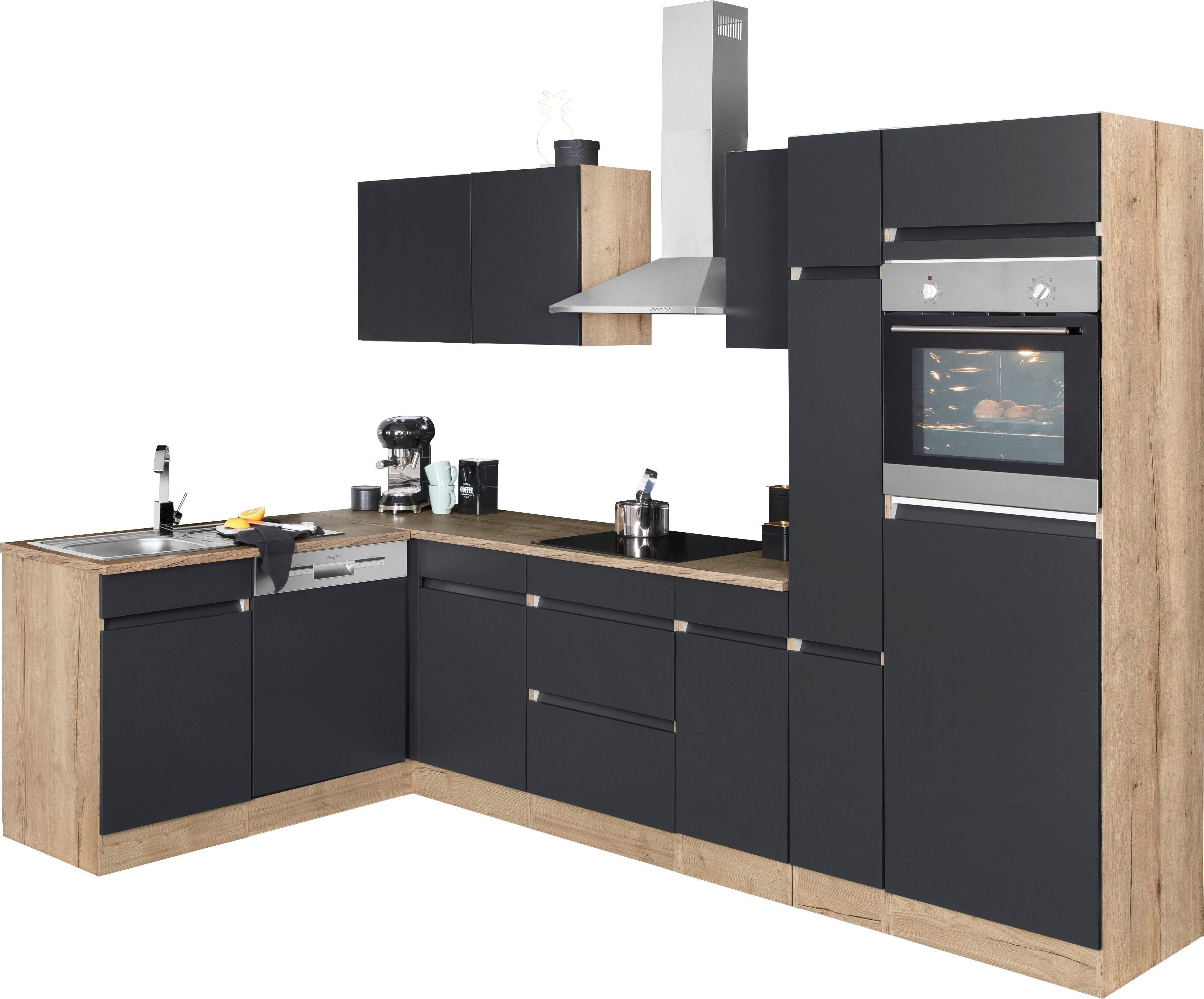 OPTIFIT Küchenzeile Roth, Stellmaße 300x175 cm, wahlweise mit E-Geräten, mit Apothekerschrank