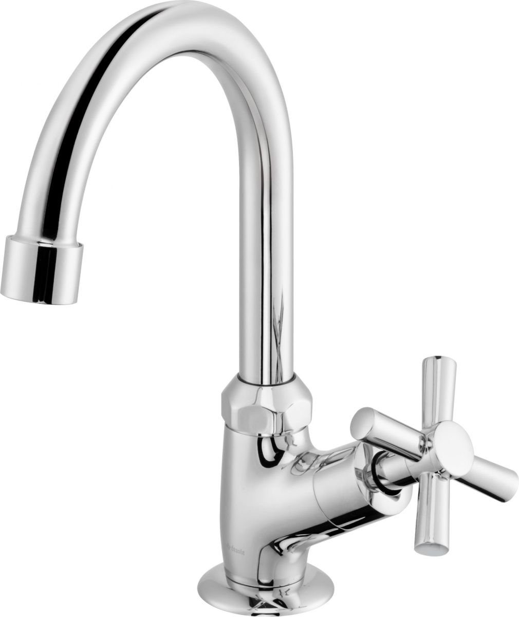 Deante Waschtischarmatur BEZ 024L Kaltwasser Standventil, Wasserhahn Metall Kreuzgriff, Badarmatur, Chrom