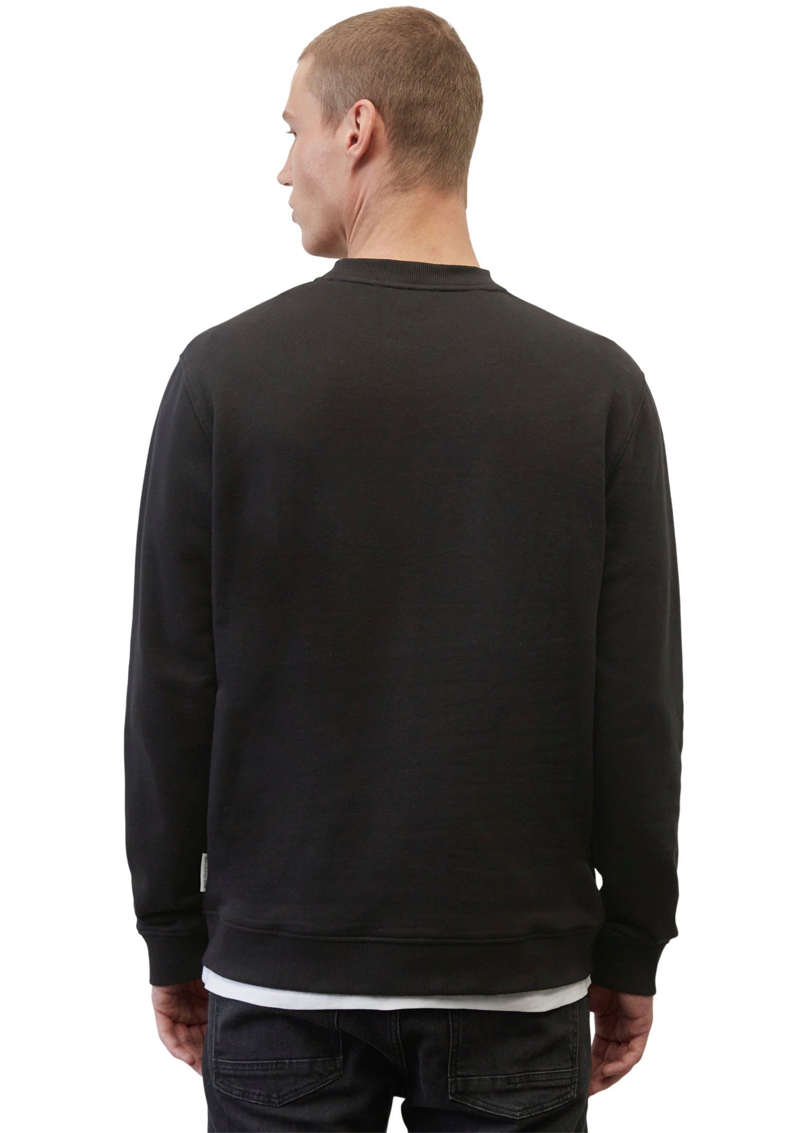 vorne Sweatshirt schwarz mit großer Marc O'Polo Label-Stickerei DENIM