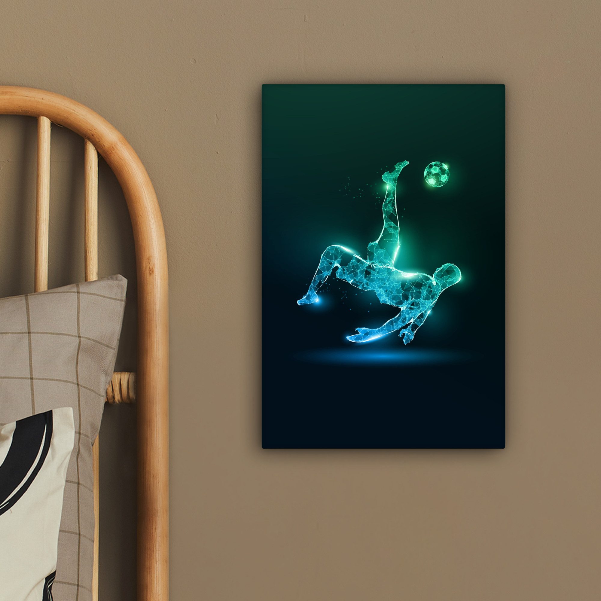 OneMillionCanvasses® Leinwandbild Fußball - Fußball - Junge - Schwarz, Fotodruck (1 St), Teenager Zimmer Bild, Jugendzimmer Deko, Kinder Wanddeko, 20x30 cm – Bild 4 von 5