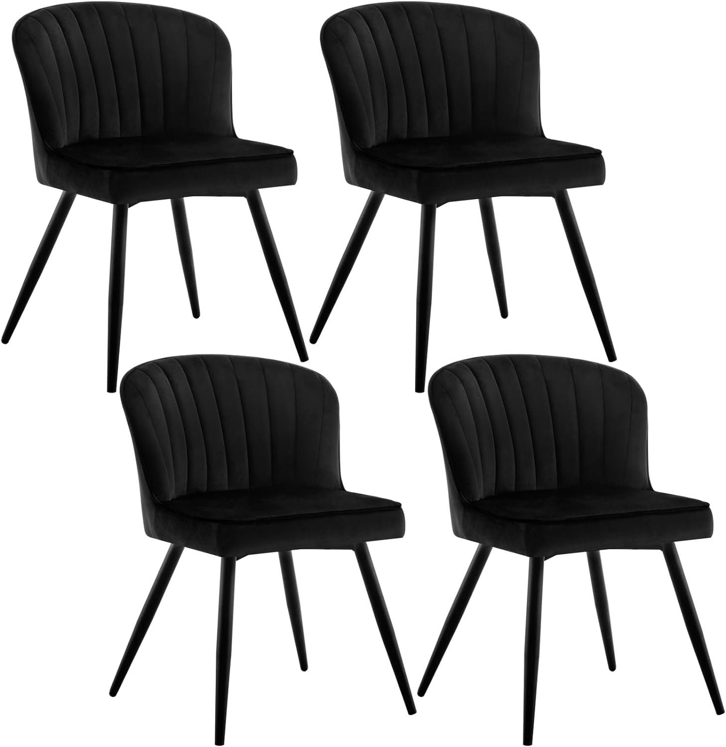 EUGAD Esszimmerstuhl (4 St), Stühle Esszimmer Modern, aus Samt, Metallbeine Schwarz