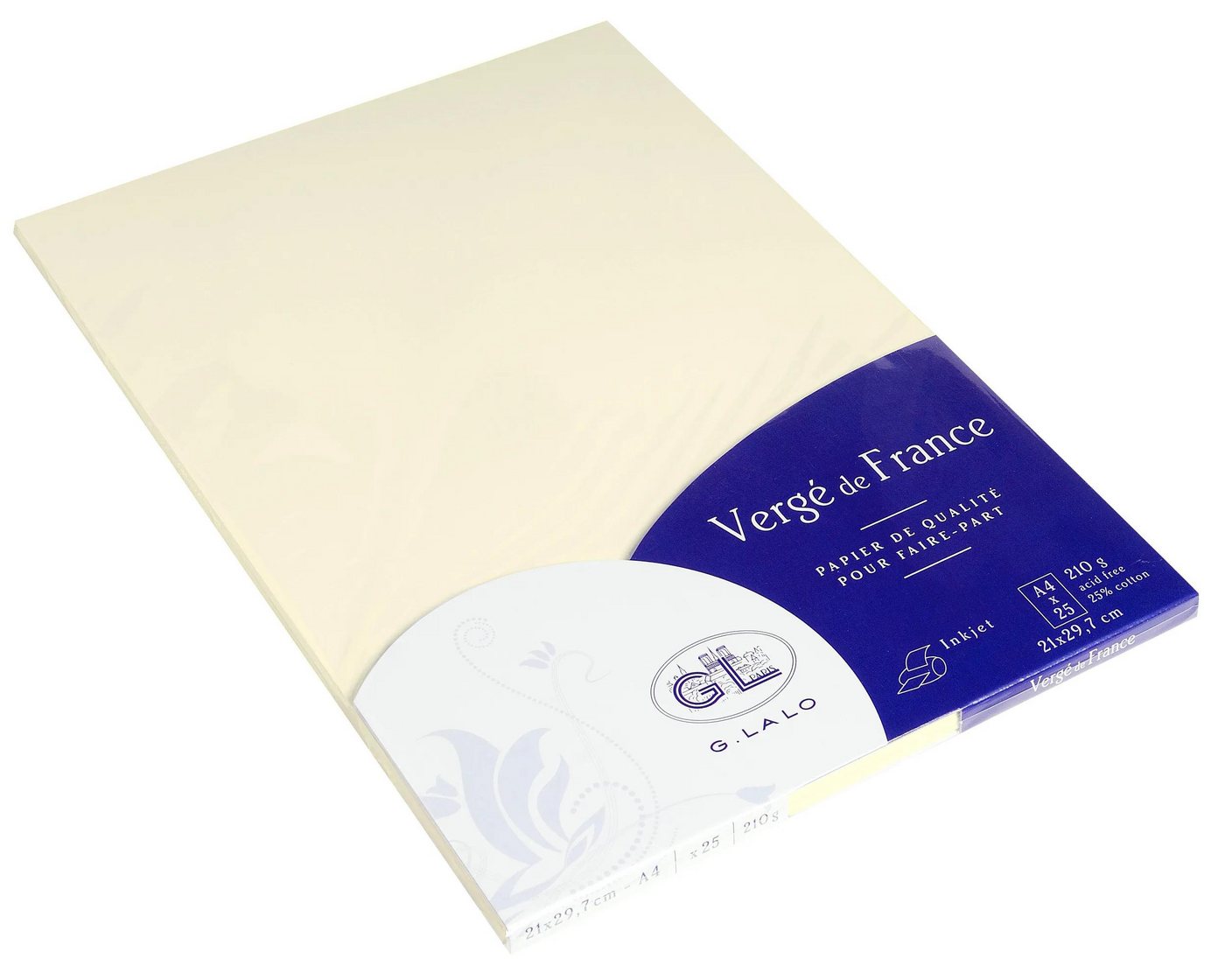 Thumbnail - G.Lalo Briefpapier 4x Packung 25 Bl Vergé-Papier A4 210g Vergé de France Elfenbein 41016L, LALO